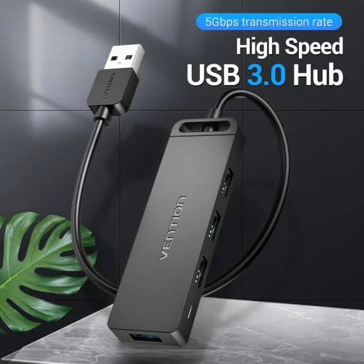 Концентратор Vention 4-Port с micro USB питанием 0.15M Black (CHLBB)