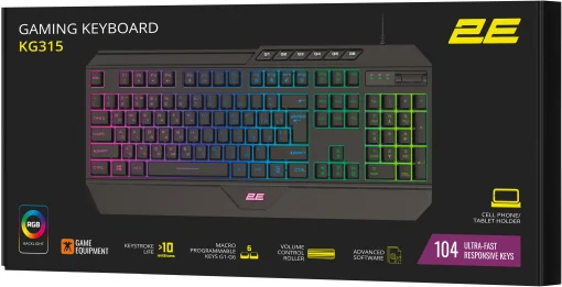 Клавиатура 2E Gaming KG315 RGB USB Black Ukr (2E-KG315UBK)