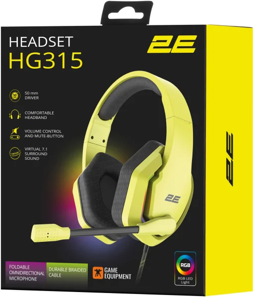 Гарнитура 2E Gaming HG315 RGB USB 7.1 Yellow (2E-HG315YW-7.1)
