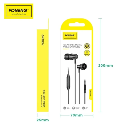 Гарнитура Foneng EP500 Heavy Bass Metal Remote Earphone (EP500-E-R-HBM)