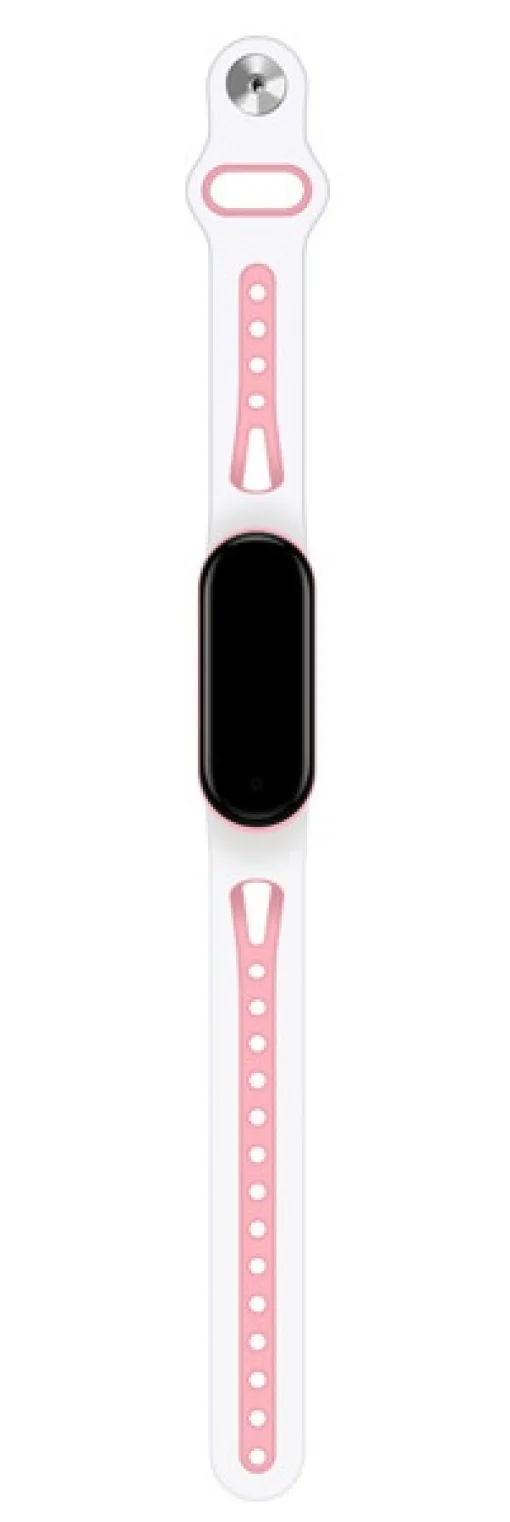 Ремешок BeCover Sport Style для Xiaomi Mi Smart Band 5/Mi Smart Band 6/Mi Smart Band 7 White-Pink (705174)