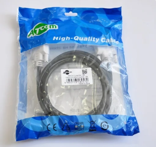Кабель Atcom DVI-DVI (MM), 1.8 м, черно-белый (8057)