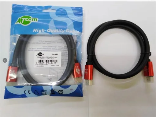 Кабель Atcom HDMI - HDMI V 2.0 (M/M), 4K, 2 м, чорний/червоний (24942) пакет