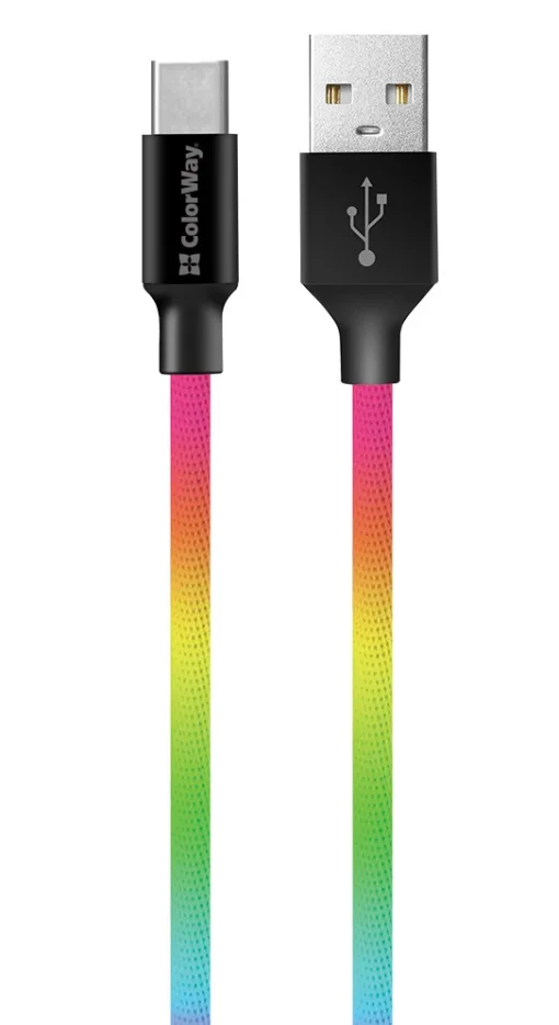 Кабель ColorWay USB-USB Type-C, 2.4А, 1м, Multicolor (CW-CBUC018-MC)