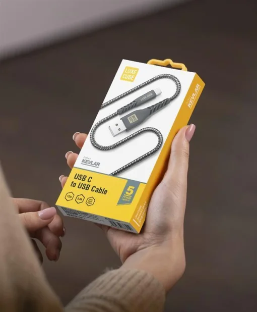 Кабель Luxe Cube Kevlar USB-USB Type C, 1.2м, черный (8886668686280)