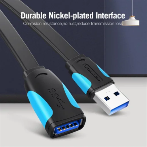 Подовжувач Vention Flat USB-USB 1.5m, Black (VAS-A13-B150)