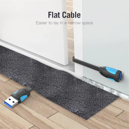 Подовжувач Vention Flat USB-USB 1.5m, Black (VAS-A13-B150)