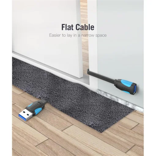 Кабель-удлинитель Vention Flat USB - USB V 3.0 (M/F), 1 м, Black (VAS-A13-B100)