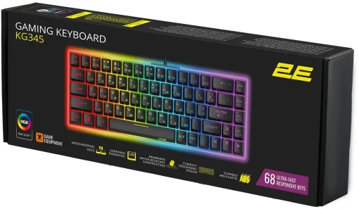 Клавиатура 2E Gaming KG345 RGB 68key USB Transparent