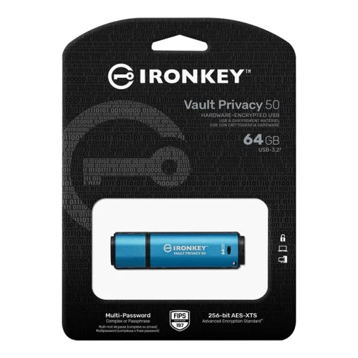 Флэш-накопитель USB3.2 64GB Kingston IronKey Vault Privacy 50 Type-A Blue (IKVP50/64GB)