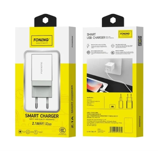 Сетевое зарядное устройство для Foneng K210 Charger (1USBх2.1A) White (K210-CH)