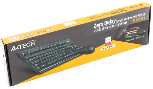 Комплект (клавиатура, мышка) беспроводной A4Tech 3000N Black USB