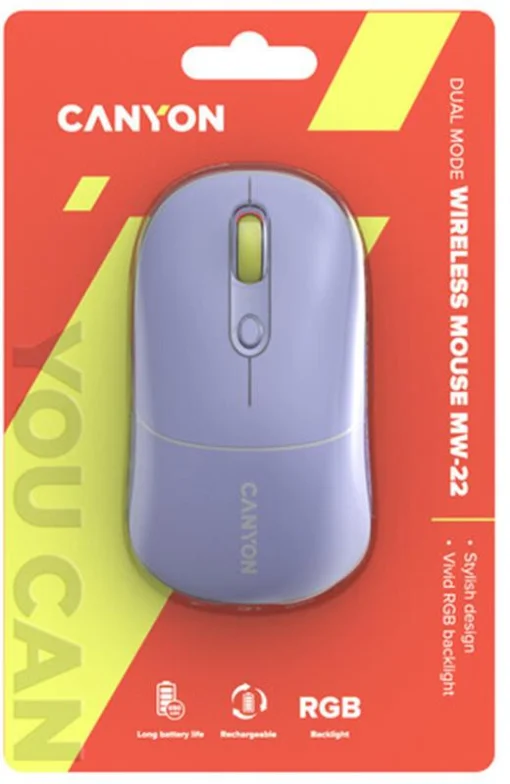 Мышь беспроводная Canyon MW-22 Dual Band RGB Wireless Mountain Lavender (CNS-CMSW22ML)