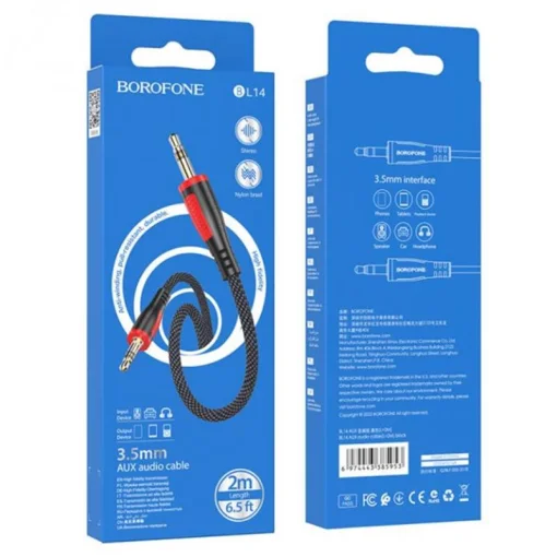 Аудио-кабель Borofone BL14 3.5 мм – 3.5 мм (M/M), 2 м, черный (BL14B2)