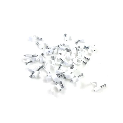 Скоба (клипса) EServer с гвоздем для крепления кабеля 4mm белая (пачка 100 шт) (WT-7002-CR04)