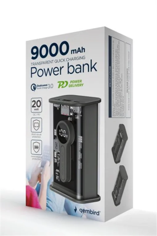 Универсальная мобильная батарея Gembird 9000mAh Black (PB09-TQC3-01)