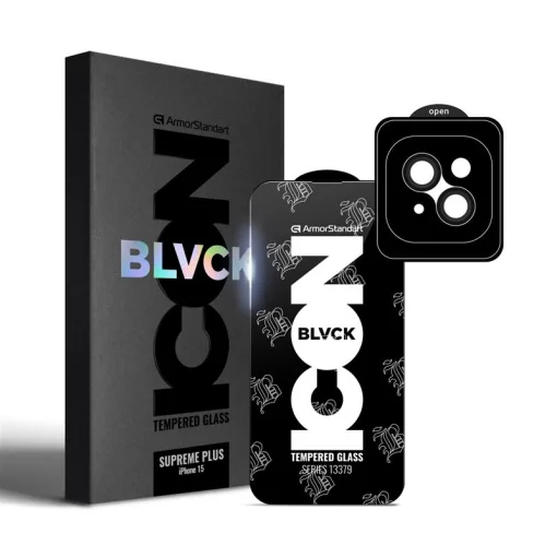 Захисне скло ARMORSTANDART Supreme Plus Black Icon для Apple iPhone 15 Black, 0.33mm (ARM71137)