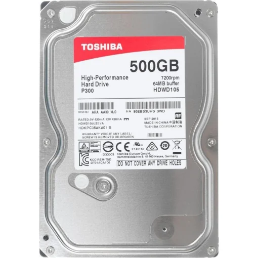 Жорсткий диск 3.5" TOSHIBA P300 Bulk 500GB SATA/64MB (HDWD105UZSVA)