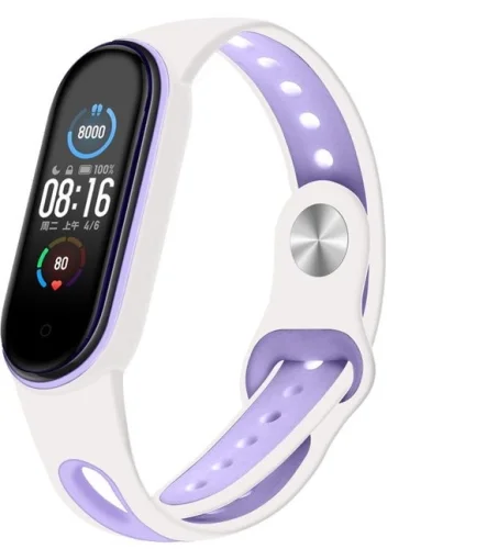Ремінець BECOVER Sport Style для Xiaomi Mi Smart Band 5/Mi Smart Band 6/Mi Smart Band 7 White-Purple