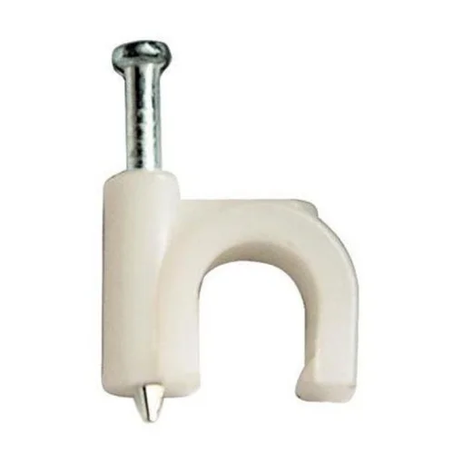 Скоби для кріплення кабеля, діаметр 6мм., 100шт. у пакеті, білі