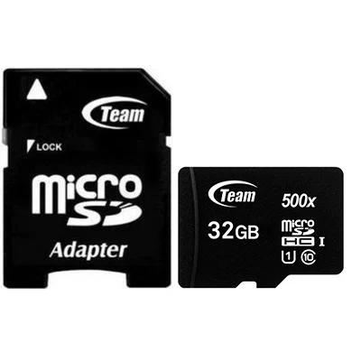Карта памяти MicroSDHC 32GB UHS-I Class 10 Team Black + SD-adapter (TUSDH32GCL10U03)