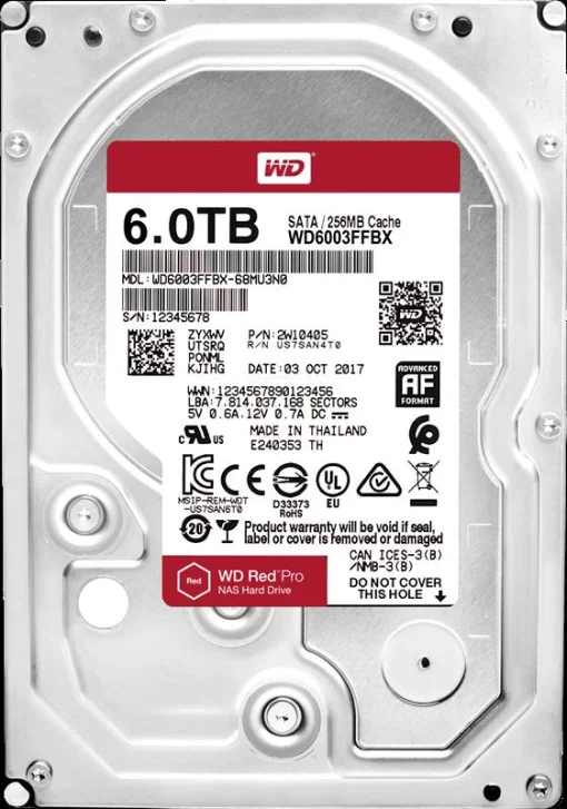 Накопитель HDD SATA 6.0 TB WD Red Pro NAS 7200rpm 256MB (WD6003FFBX)