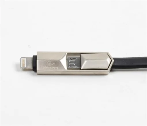 Кабель Cablexpert (CCPB-ML-USB-05BK) USB 2.0 BM - Lightning + microUSB, премиум, плоский, 1м, черный