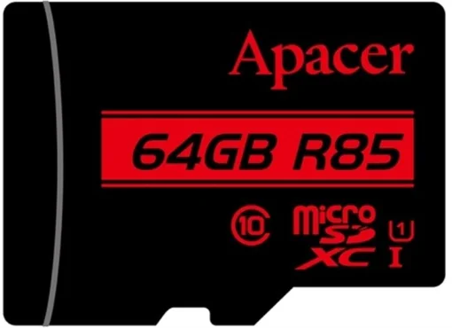 Карта памяти MicroSDHXC 64GB UHS-I Class 10 Apacer + SD адаптер (AP64GMCSX10U5-R)