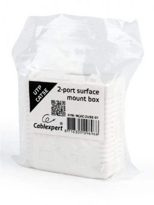 Розетка Cablexpert (NCAC-2U6-01) 2хRJ-45, Cat6, наружная, белая