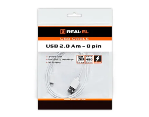 Кабель REAL-EL USB2.0 AM-Lightning 1m, белый