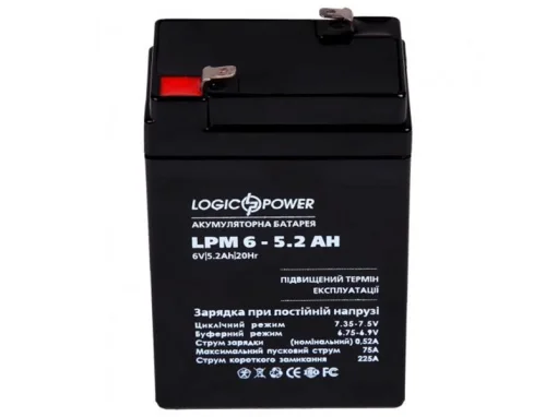 Аккумуляторная батарея LogicPower LPM 6V 5.2AH (LPM 6 – 5.2 AH) AGM