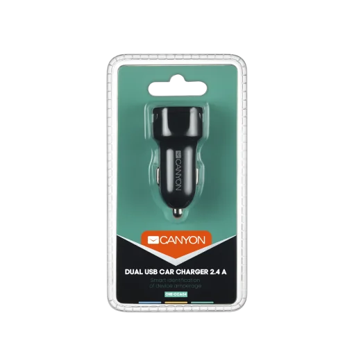Автомобильний зарядний пристрій Canyon (2USB, 2.1A) Black (CNE-CCA04B)