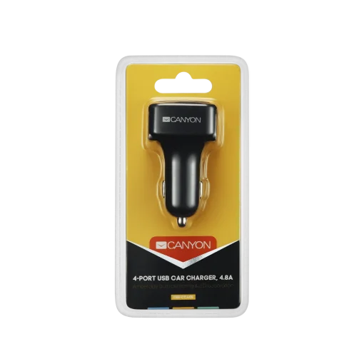 Автомобильний зарядний пристрій Canyon (4USB, 4.8A) Black (CNE-CCA05B)