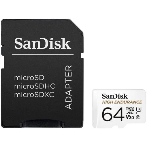 Карта пам'яті SANDISK microSDXC High Endurance 64GB UHS-I U3 V30 Class 10 + SD-adapter (SDSQQNR-064G-GN6IA)