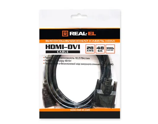 Кабель REAL-EL HDMI - DVI, (M/M), 1.8 м, Black (EL123500013)
