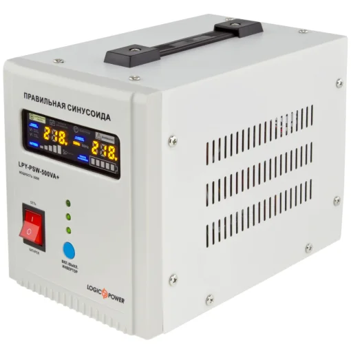 Источник бесперебойного питания LogicPower LPY-PSW-500VA+, Lin.int., AVR, 2 x евро, LCD, металл, с правильной синусоидой 12V