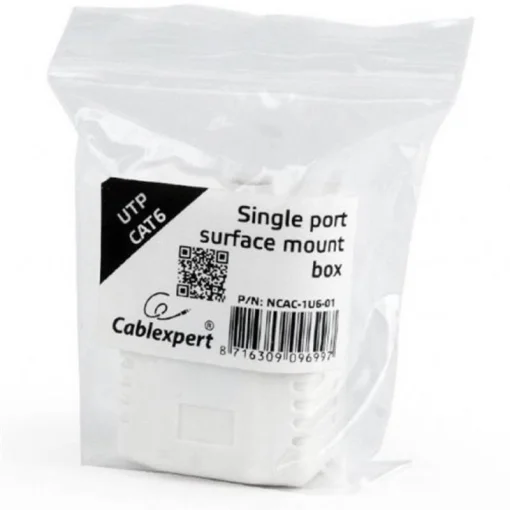 Розетка накладна CABLEXPERT RJ-45 Cat.6 UTP White (NCAC-1U6-01)