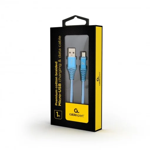 Кабель Cablexpert (CC-USB2B-AMmBM-1M-VW) USB 2.0 A - microUSB B, преміум, 1м, блакитний