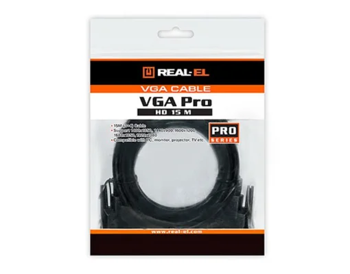 Кабель REAL-EL Pro (EL123500043) VGA(M)-VGA(M), 1.8m, чорний