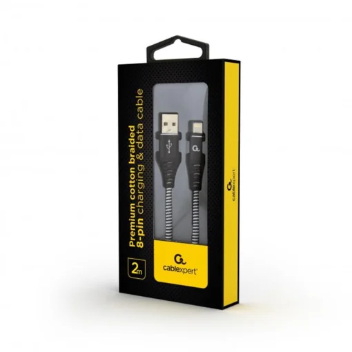 Кабель Cablexpert (CC-USB2B-AMLM-2M-BW) USB 2.0 A - Lightning, премиум, 2м, черный