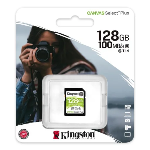 Карта памяти SDXC 128GB UHS-I/U3 10 Kingston Canvas Select Plus R100/W85MB/s (SDS2/128GB)