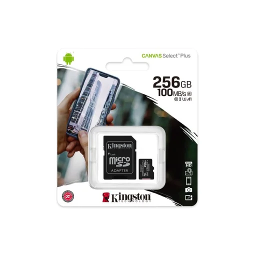 Карта памяти MicroSDXC 256GB UHS-I/U3 10 Kingston Canvas Select Plus R100/W85MB/s + SD-адаптер (SDCS2/256GB)