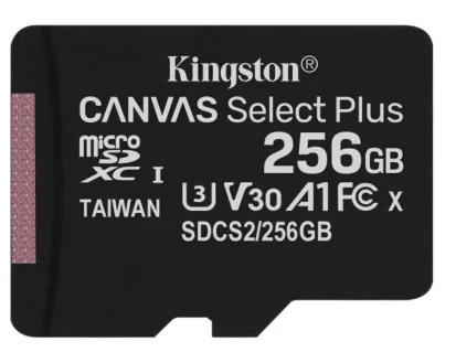 Карта памяти MicroSDXC 256GB UHS-I/U3 10 Kingston Canvas Select Plus R100/W85MB/s (SDCS2/256GBSP)