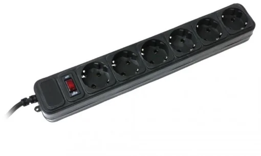 Сетевой фильтр GEMBIRD SPG6-G-6B Black, 6 розеток, 1.8м