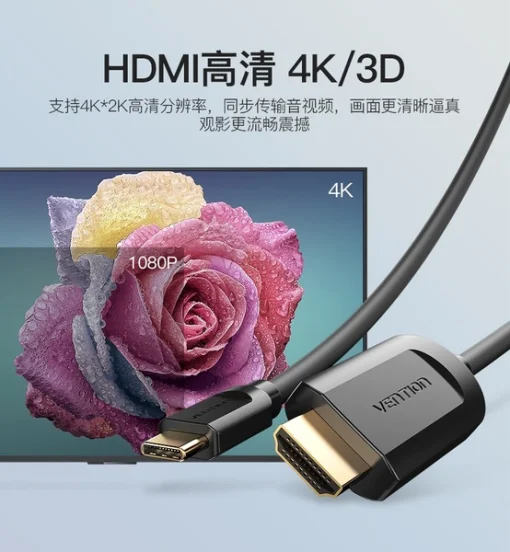 Адаптер-кабель Vention Type-C - HDMI (M/M), 2 м, Black (CGUBH)
