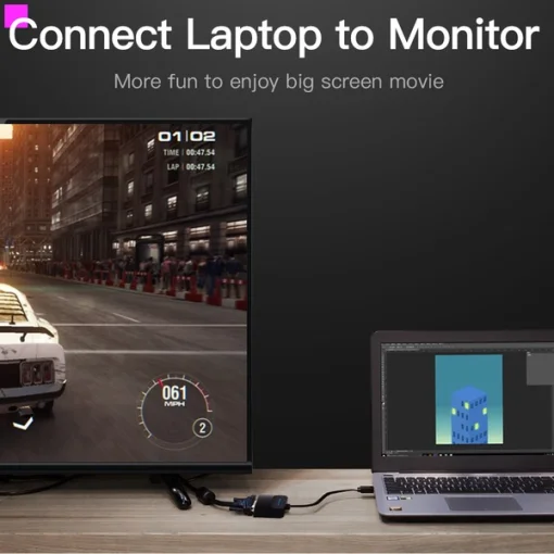 Адаптер Vention Flat HDMI-VGA (M/F), со звуком и питанием, 0.15 м, черный (ACKBB)