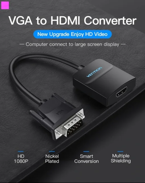 Адаптер Vention VGA-HDMI, 0.2 m, со звуком и питанием (ACNBB)