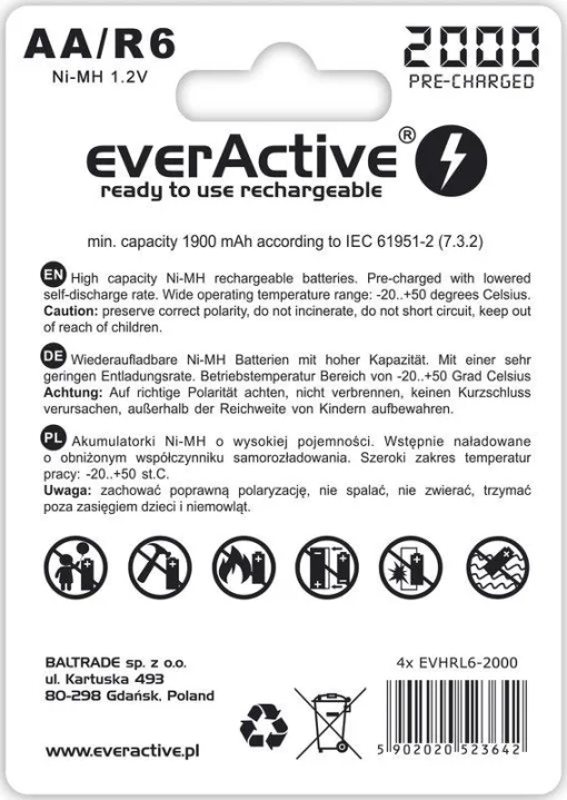 Акумулятор everActive AA/HR06 Ni-MH 2000mAh BL 4шт