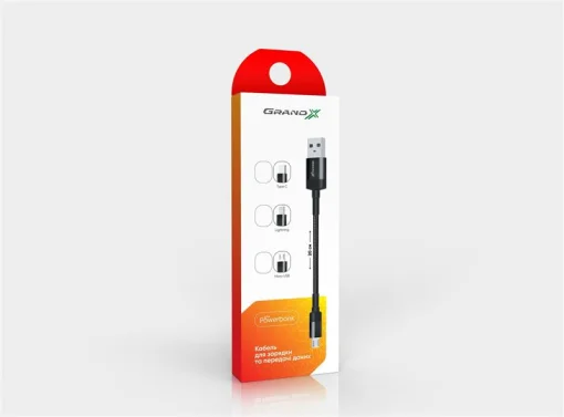 Кабель Grand-X USB-Lightning, Cu, 0.2м, Power Bank, Black (FM-20L)