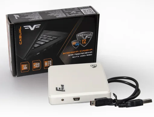 Внешний карман Frime SATA HDD/SSD 2.5", USB 2.0, Plastic, White (FHE11.25U20)
